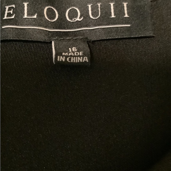 Eloquii women’s 16 black scuba peplum pleated short sleeves business casual top - Picture 2 of 8